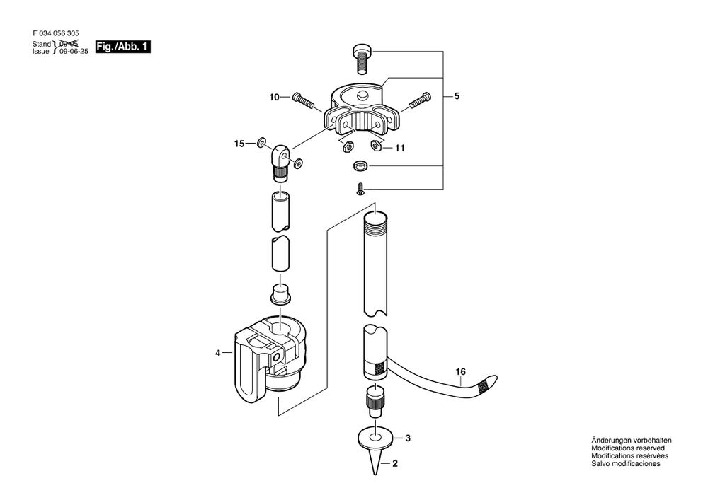 Diagram Diagram and Parts List for 4260QL F 034 056 305 Bosch Tool Stand & Cart