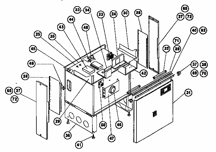 (slide-in) Main Body Diagram and Parts List for RES30Q  Thermador Range