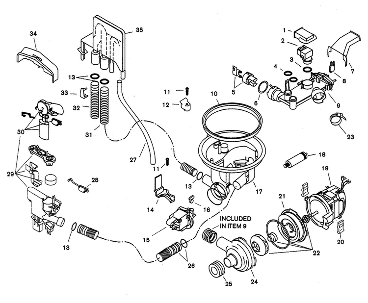 Component Assy Diagram and Parts List for SHU9955UC 12 Bosch Dishwasher