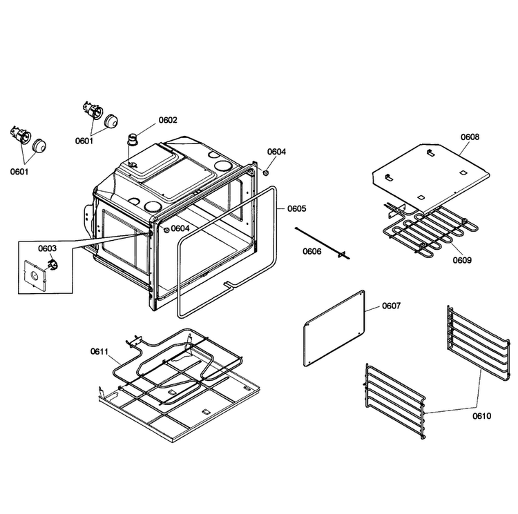 Oven Lower Diagram and Parts List for HBN5650UC 02 Bosch Wall Oven