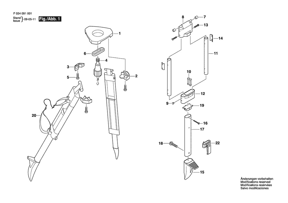 Section 1 Diagram and Parts List for 60-ALQCI40-ON F03409170A Bosch Tool Stand & Cart