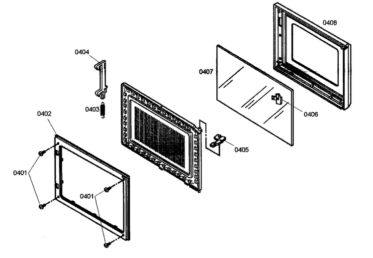 Door Assy Diagram and Parts List for MCES01  Thermador Microwave