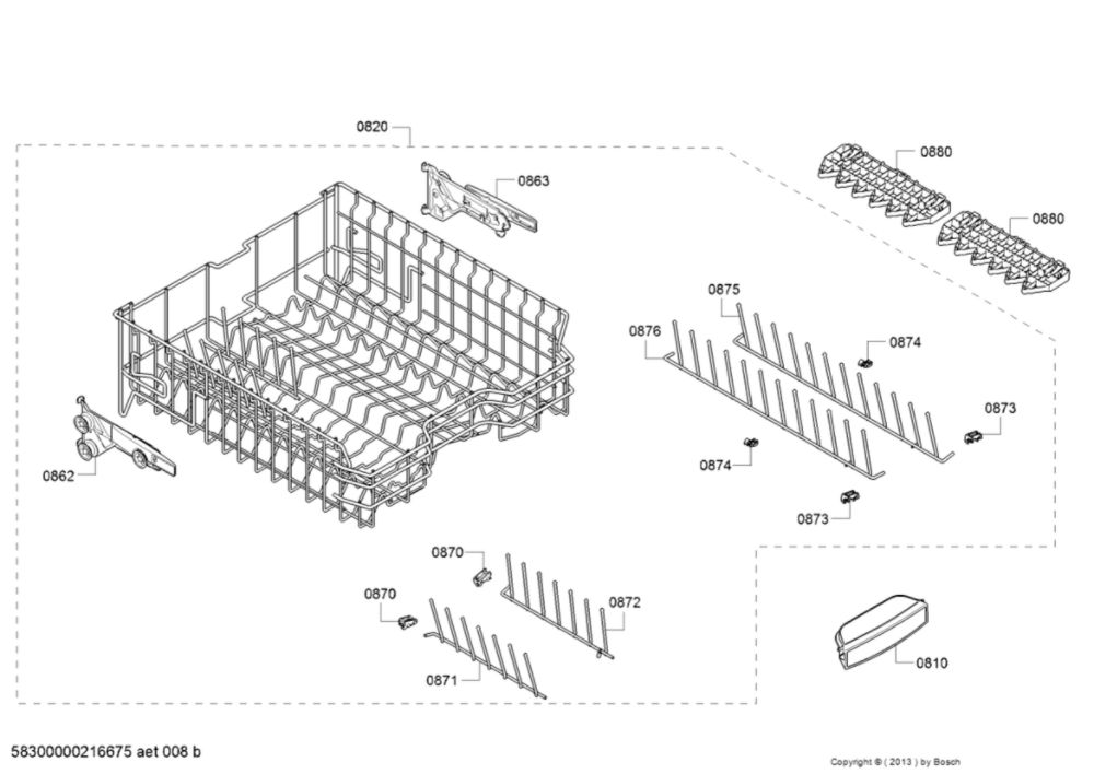 Racks Diagram and Parts List for SHXM78Z55N 01 Bosch Dishwasher