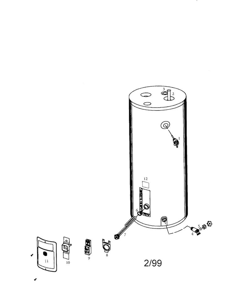 Kenmore Economizer 40 Gallon Diagram and Parts List for 153312462  Kenmore Water Heater