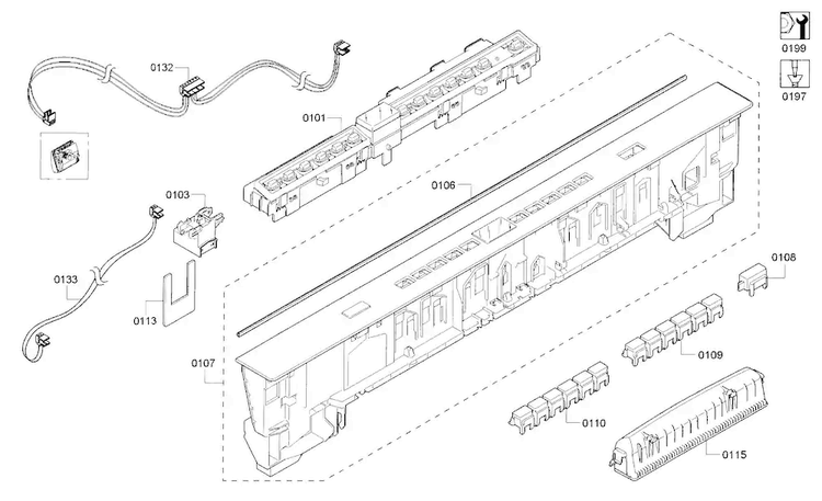 Control Panel Diagram and Parts List for SHP65T55UC 07 Bosch Dishwasher