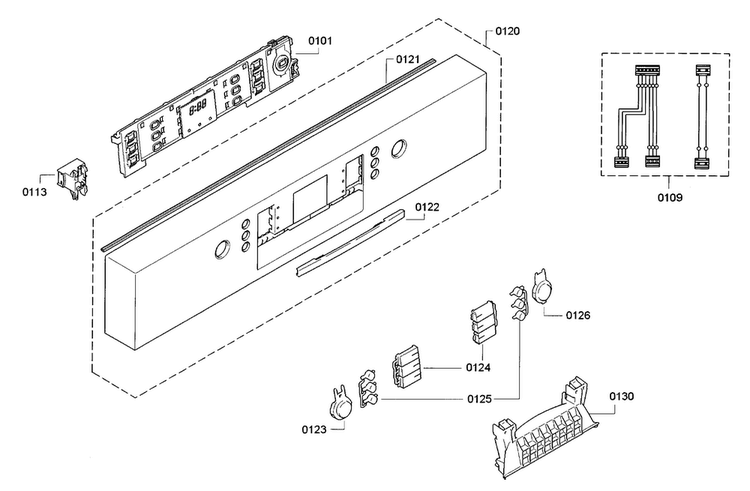 Control Panel Diagram and Parts List for SGE63E06UC A3 Bosch Dishwasher