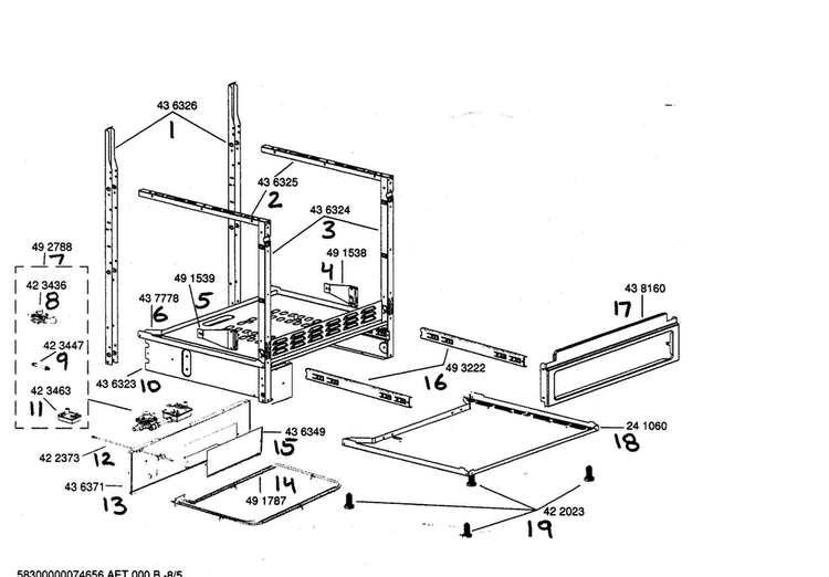 Support Asy Diagram and Parts List for HGS256UC 01 Bosch Range