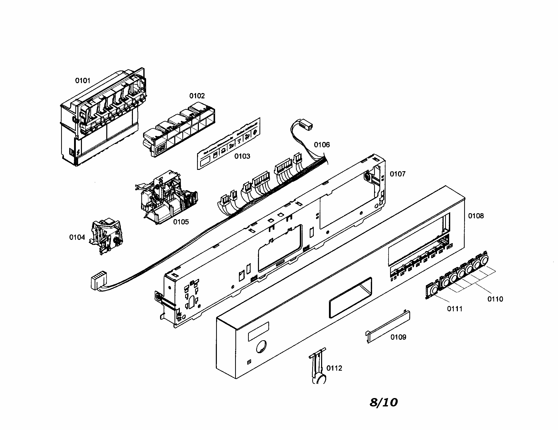 Control Module/fascia Panel Diagram and Parts List for S35KMK17UC 46 Bosch Dishwasher