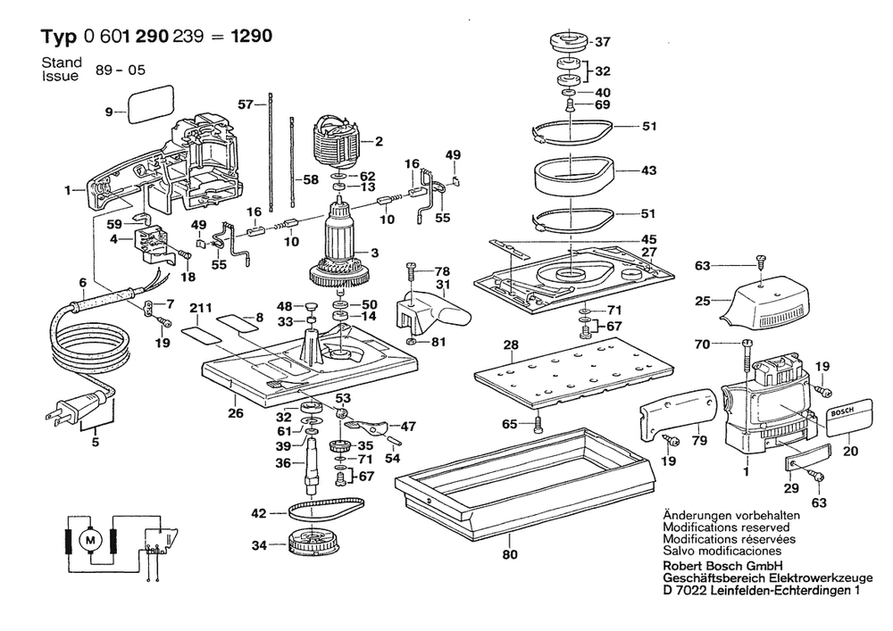 Section 1 Diagram and Parts List for GSS28AUSA 0601290239 Bosch Orbital or Palm Sander