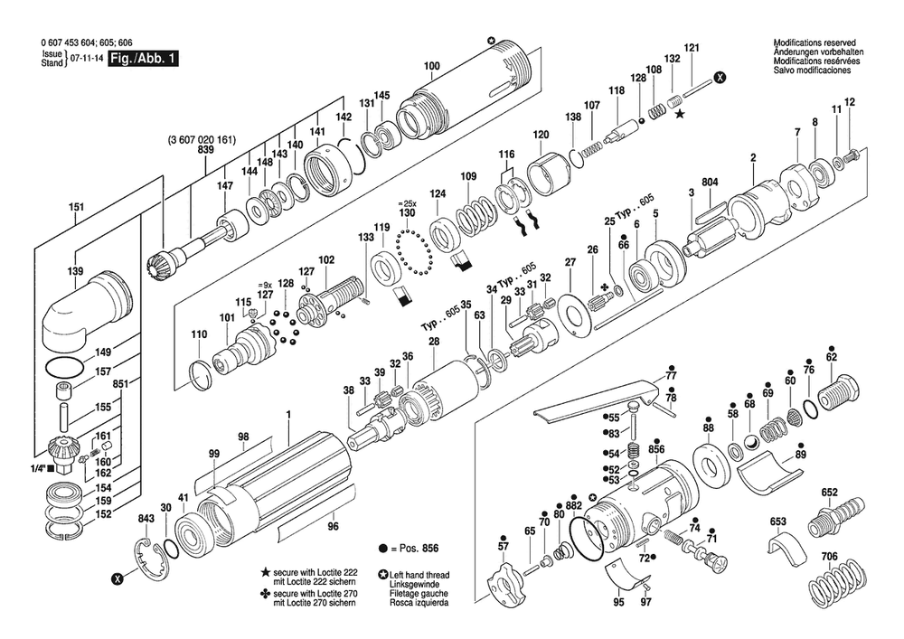 Section 1 Diagram and Parts List for 0607453604  Bosch Screwdriver