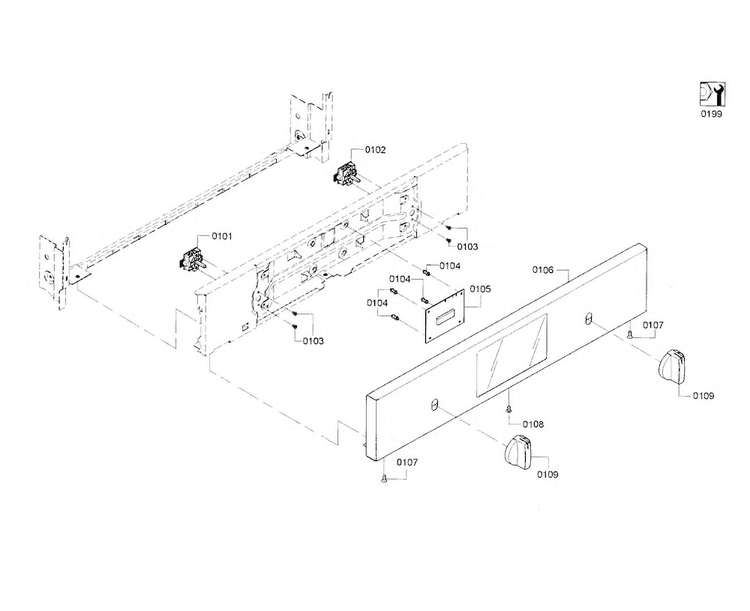 Control Panel Diagram and Parts List for HBN5451UC 01 Bosch Wall Oven