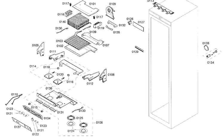 Cabinet Assy Diagram and Parts List for B24IF70NSP 06 Bosch Freezer
