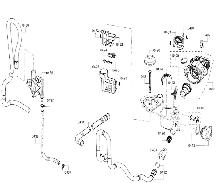 Pump Assy Diagram and Parts List for SHE3ARF2UC 21 Bosch Dishwasher