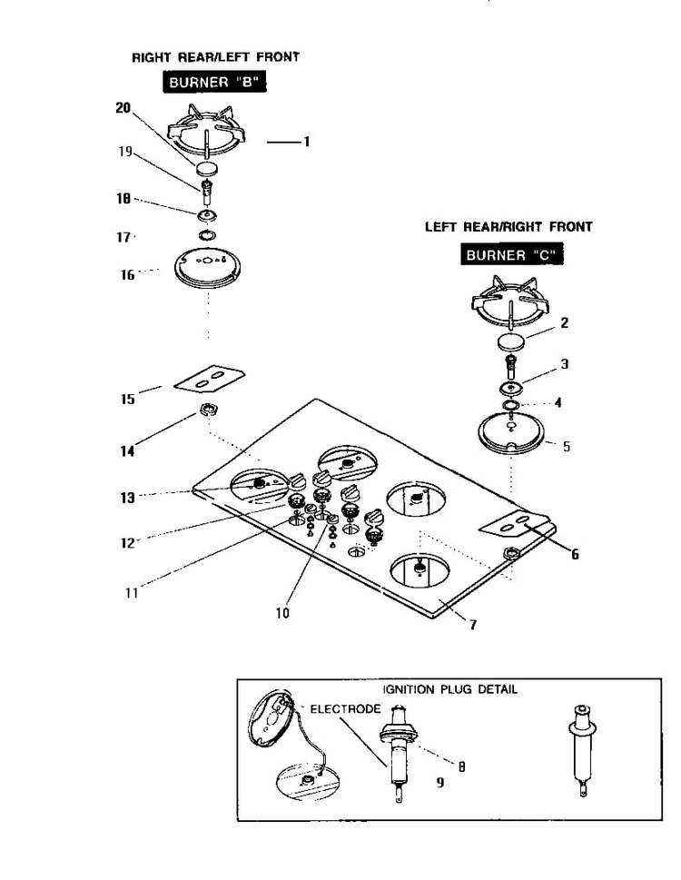 Section 17 Diagram and Parts List for GGNCV30  Thermador Cooktop