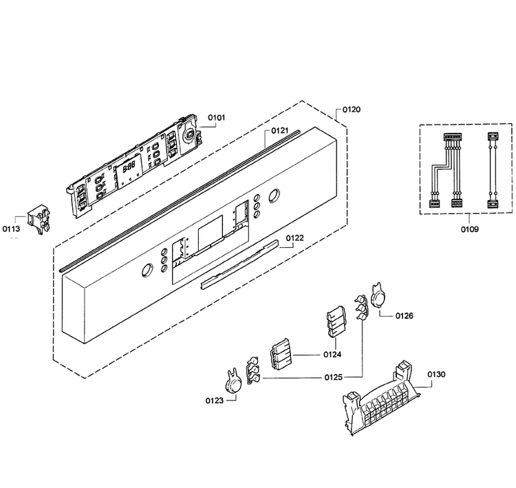 Control Panel Diagram and Parts List for SGE63E06UC 52 Bosch Dishwasher