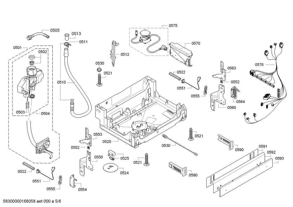 Diagram 5 Diagram and Parts List for SHE9ER55UC-50  Bosch Dishwasher