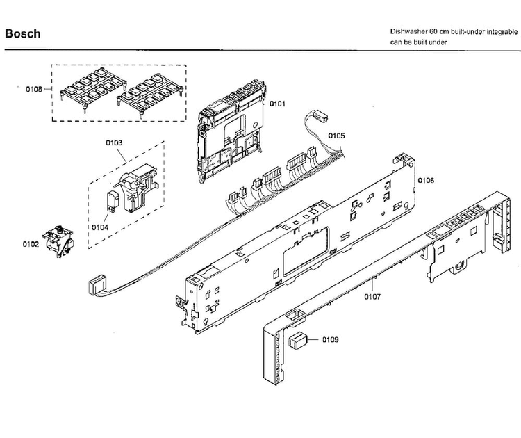 Control Panel Diagram and Parts List for SHX46L15UC 48 Bosch Dishwasher