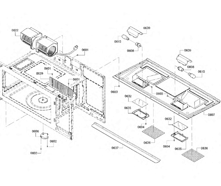 Moto Diagram and Parts List for HMV3052U 02 Bosch Microwave