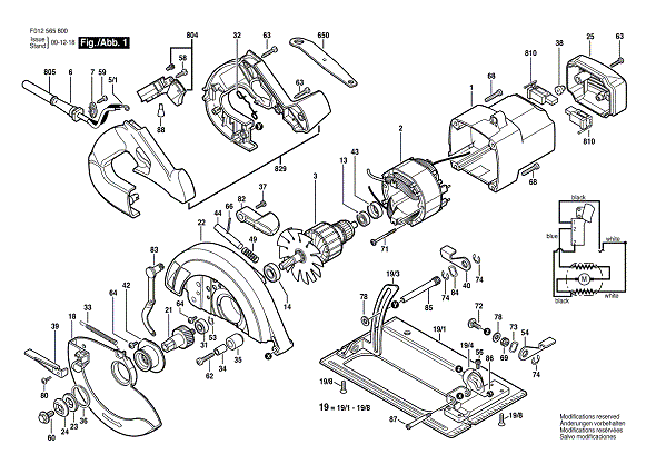 Bosch Hd5658 (F012565800) Diagram and Parts List for HD5658 F012565800 Bosch Circular Saw