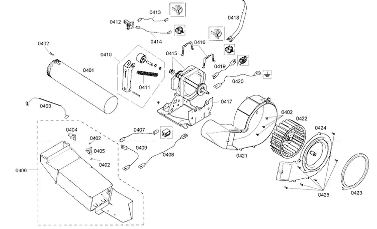 Motor/heater Diagram and Parts List for WTMC332RUS 05 Bosch Dryer
