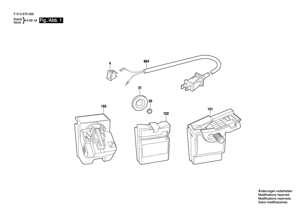 Diagram Diagram and Parts List for 6700 F 013 670 000 Bosch Bench Grinder