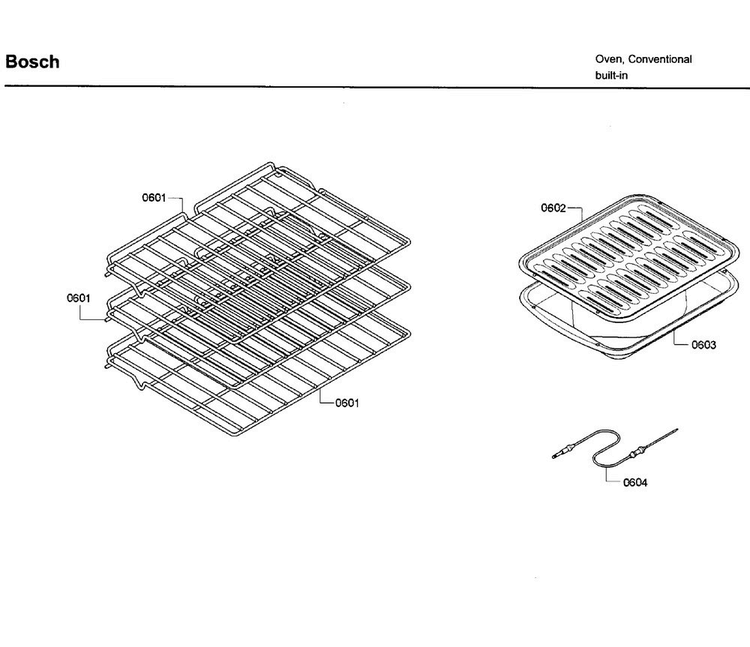 Rack Diagram and Parts List for HBN5420UC 02 Bosch Wall Oven