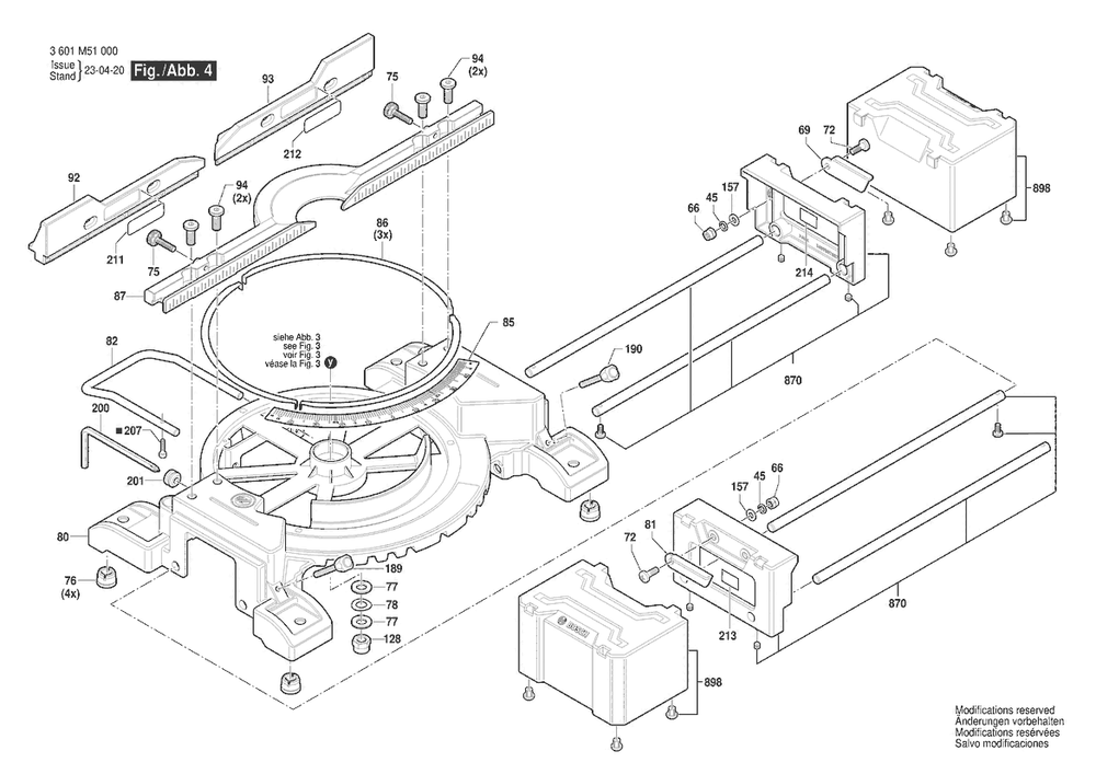 Section 4 Diagram and Parts List for GCM305-216D 3601M49070 Bosch Miter Saw