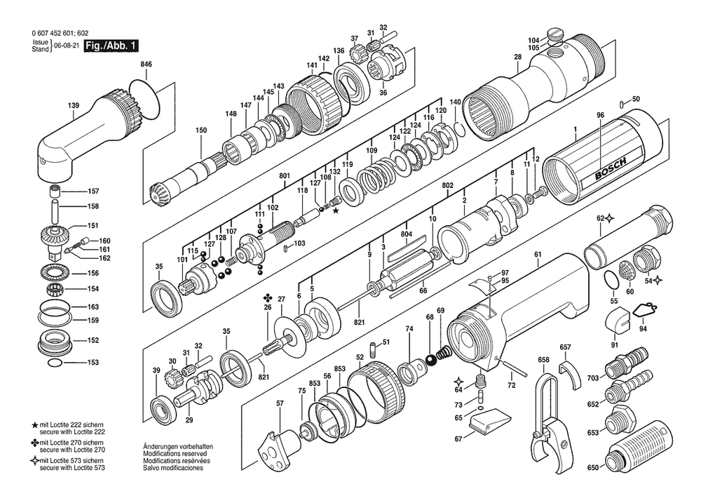 Section 1 Diagram and Parts List for 0607452602  Bosch Screwdriver