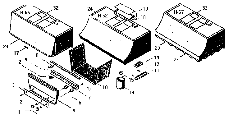 Replacement Parts Diagram and Parts List for H-66A  Thermador Range Hood
