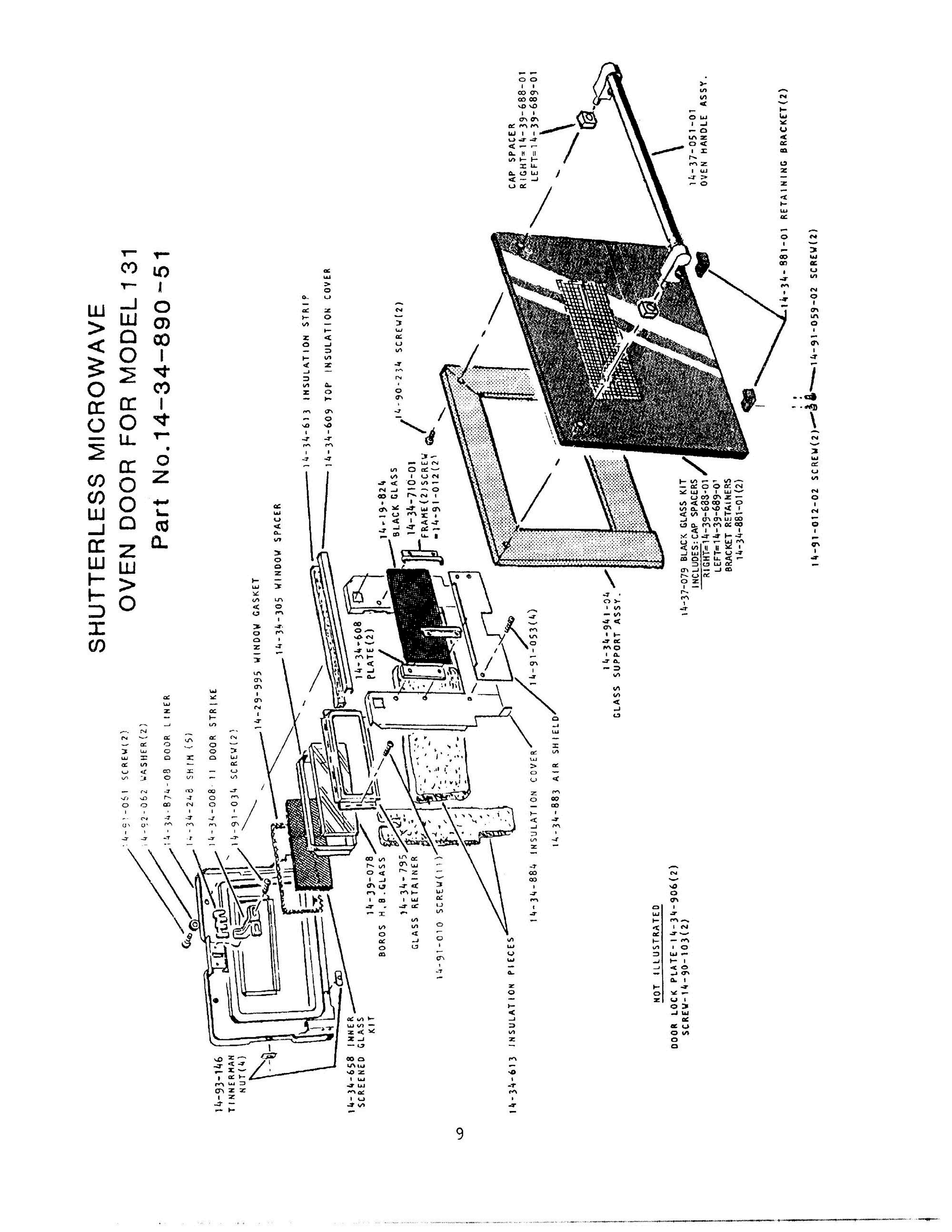 10 - SHUTTERLESS MICROWAVE OVEN DOOR Diagram and Parts List for CMT-131  Bosch Range