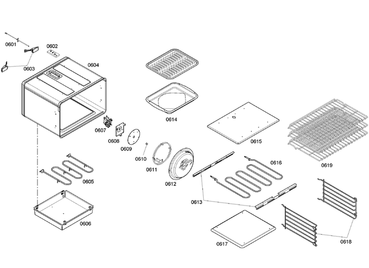 Oven Assy Diagram and Parts List for PD366BS 08 Thermador Range