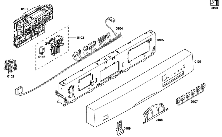 Control Panel Diagram and Parts List for SHE43P12UC 59 Bosch Dishwasher
