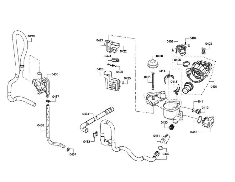 Pump/sump/heater Diagram and Parts List for SHX4AP05UC 02 Bosch Dishwasher