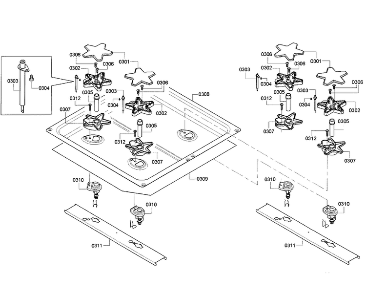 Burners-24" Diagram and Parts List for PRD486GDHC 10 Thermador Range