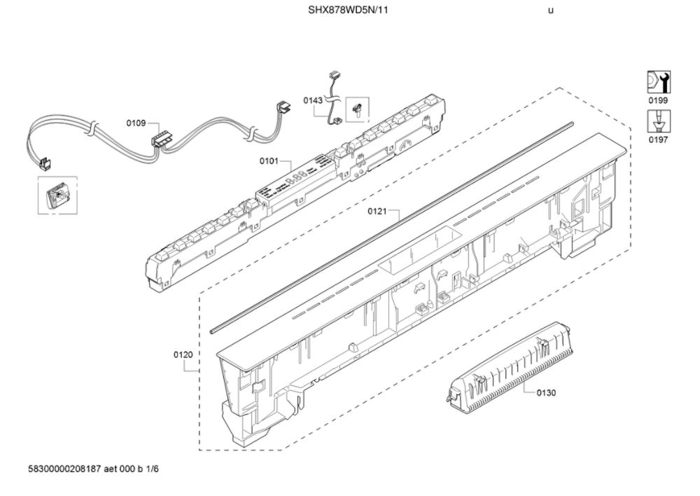 Operating Module/Facia Panel Diagram and Parts List for SHX878WD5N 11 Bosch Dishwasher