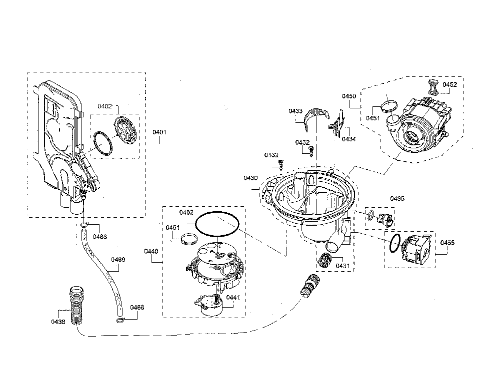 Water inlet/heat pump/sump Diagram and Parts List for SHX863WD5N 10 Bosch Dishwasher