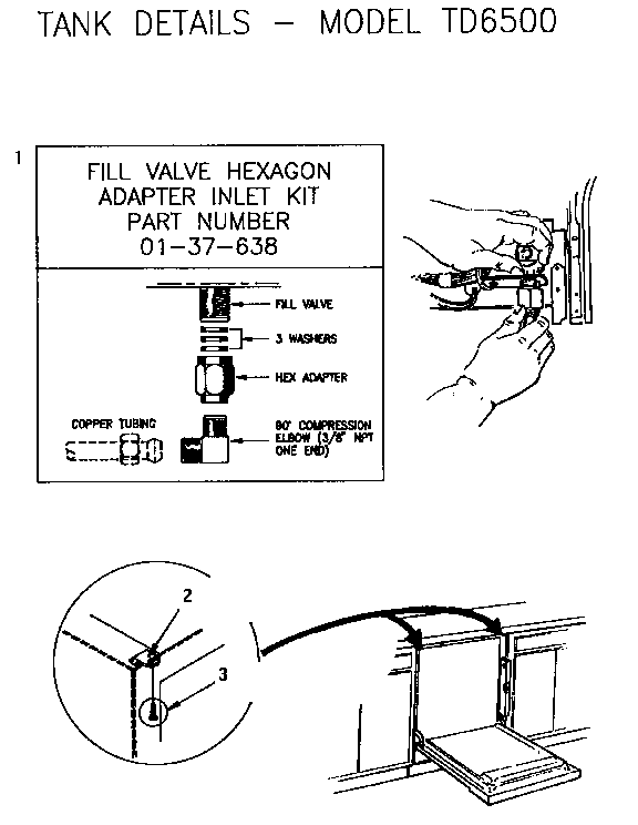 Adapter Kit Diagram and Parts List for TD6500  Thermador Dishwasher