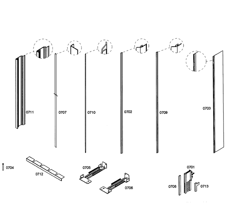 Strips Diagram and Parts List for T36IT71NNP 07 Thermador Refrigerator