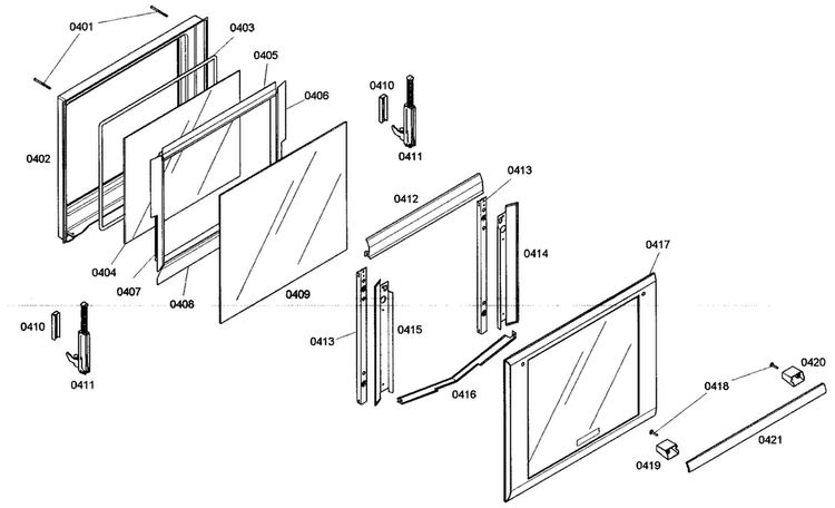 Door Assy Diagram and Parts List for M271ES01  Thermador Wall Oven