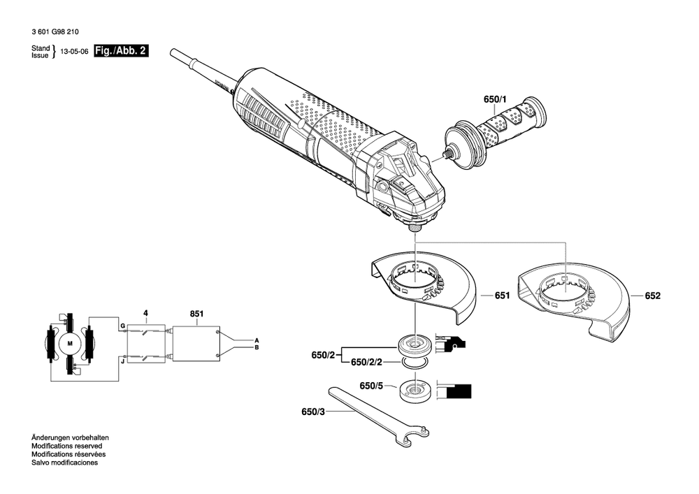 Diagram 2 Diagram and Parts List for AG60-125PD 3 601 G98 210 Bosch Angle Grinder