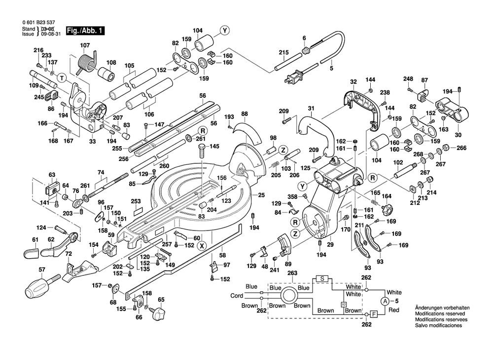 Page A Diagram and Parts List for GCM12SD 0601B23537 Bosch Miter Saw