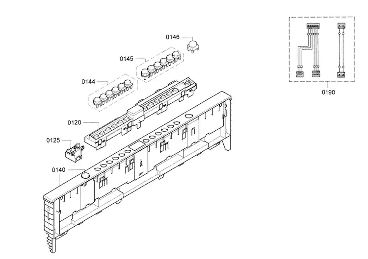 Control Panel Diagram and Parts List for SGV68U53UC A3 Bosch Dishwasher