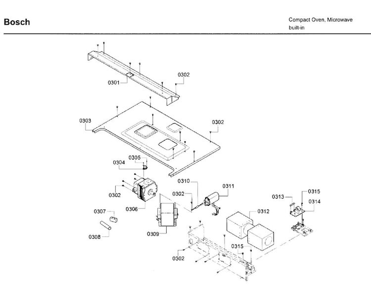 Electrical Parts Diagram and Parts List for HMC87152UC 01 Bosch Microwave