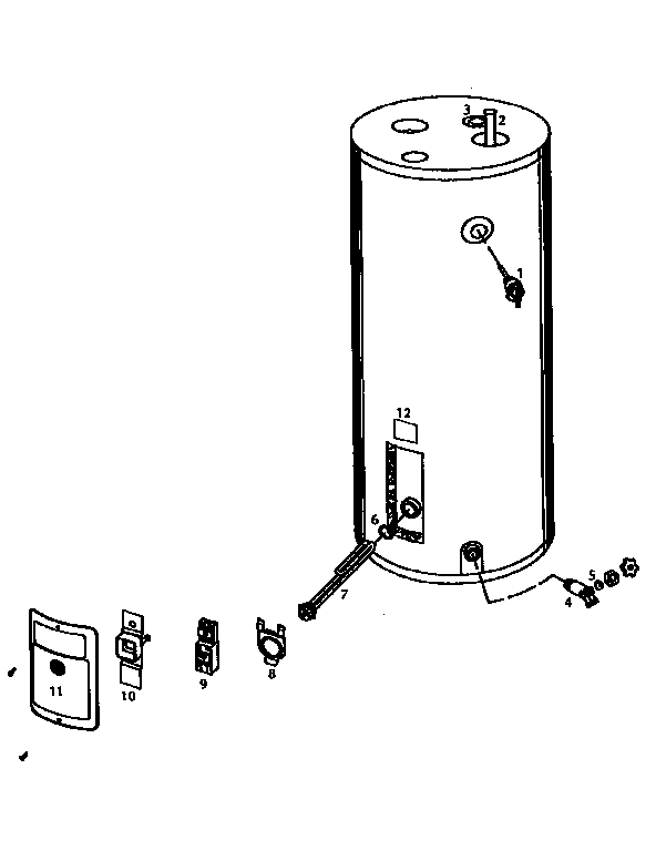 52 Gallon Model Diagram and Parts List for 153313530  Kenmore Water Heater