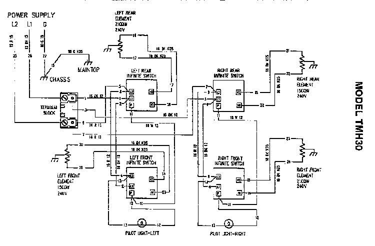 Section 3 Diagram and Parts List for THM30S  Thermador Cooktop