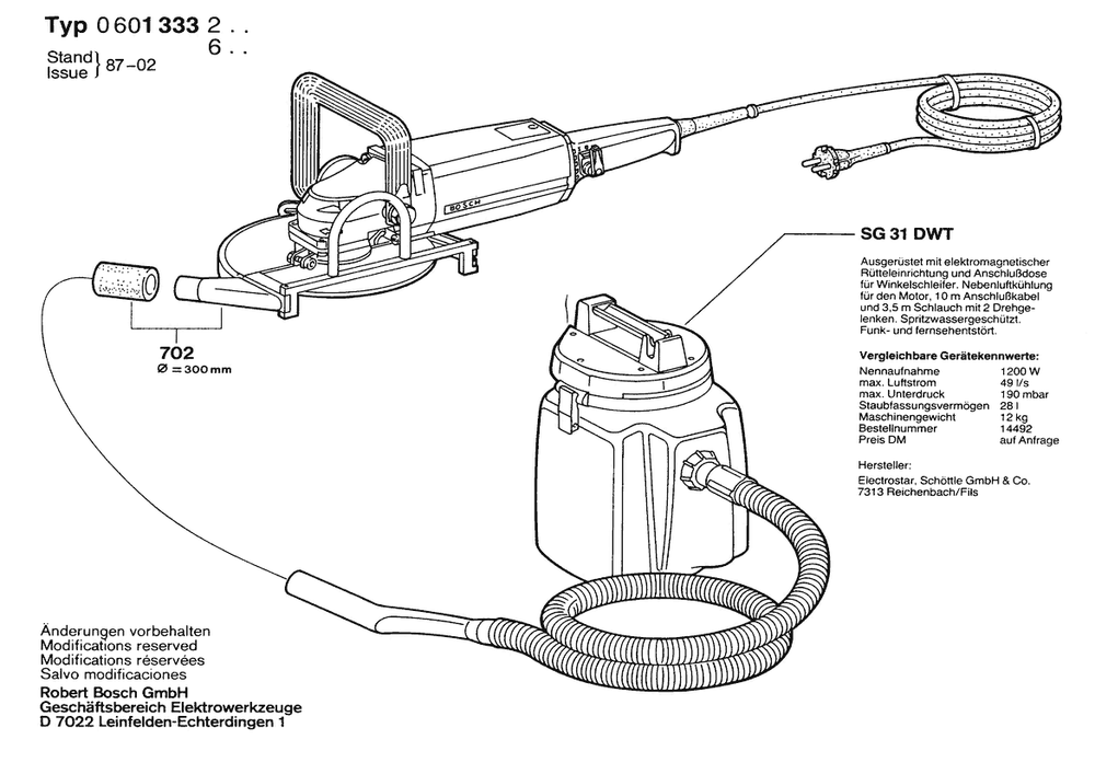 Section 5 Diagram and Parts List for 13332 0601333239 Bosch Angle Grinder