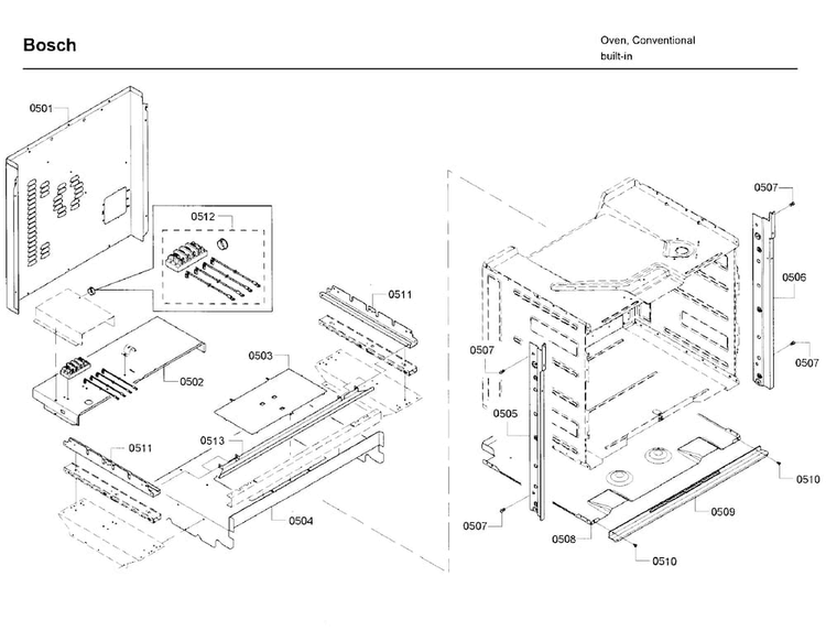 Frame Diagram and Parts List for HBL5751UCC 03 Bosch Microwave