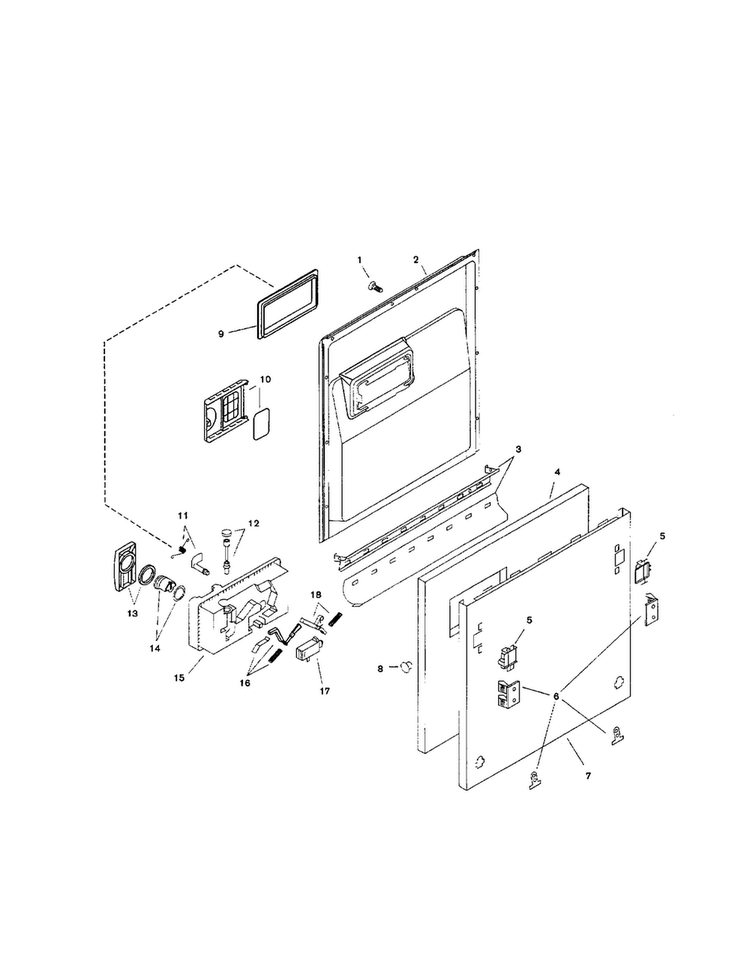 Door Assembly Diagram and Parts List for SHI4306UC 12 Bosch Dishwasher