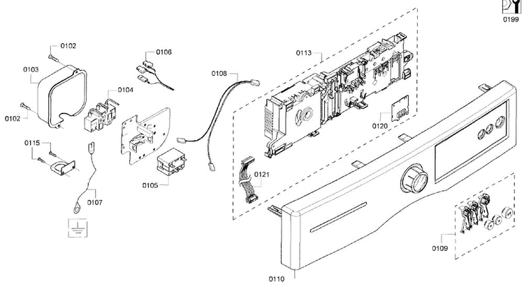 Front Panel Diagram and Parts List for WTVC533CUS 10 Bosch Dryer