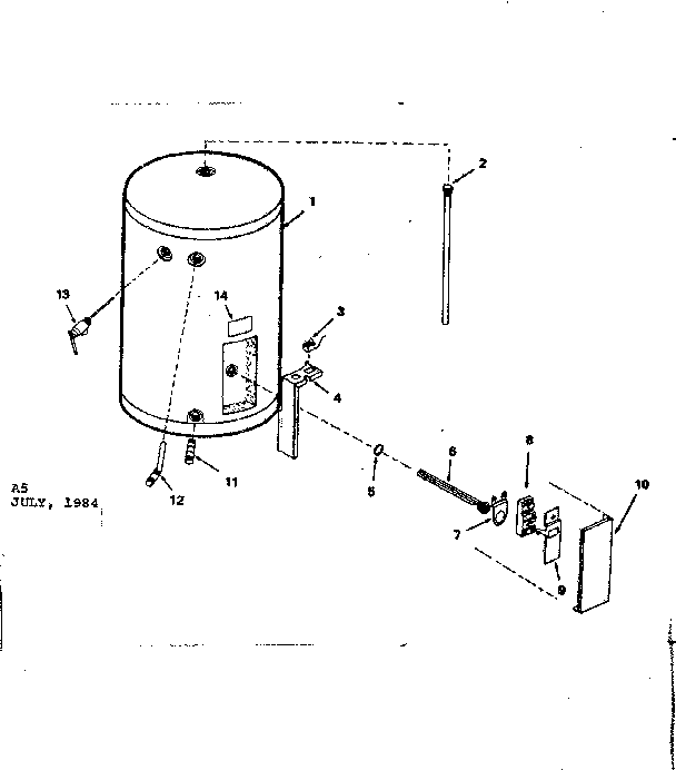 Replacement Parts Diagram and Parts List for 153317470  Kenmore Water Heater